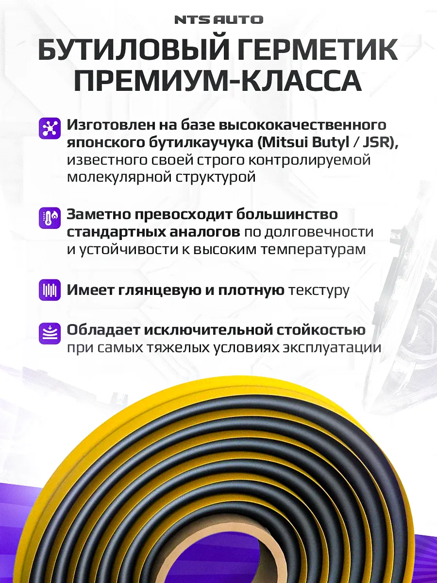 Ленточный герметик для фар 10ммX4.5M ЧЕРНЫЙ